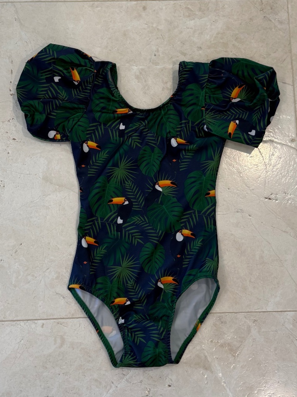 Princess C by F. Fantagiro Girls Toucan Tropical One Piece Swimsuit Size 10